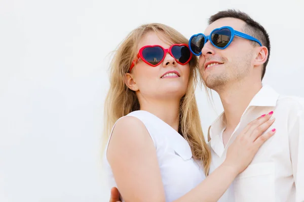 Amor Objetivos Relación Concepto Accesorios Divertidos Hombre Mujer Con Gafas — Foto de Stock