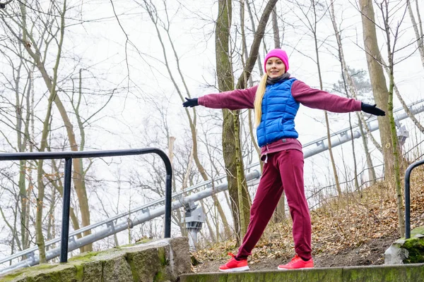 Sport Loisirs Fit Mince Sportive Adolescente Étirement Échauffement Plein Air — Photo