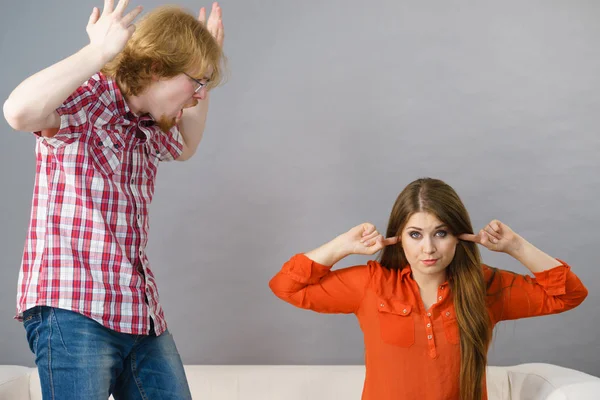 Man Woman Having Conflict Guy Ignoring What His Girlfriend Saying — Stock Photo, Image