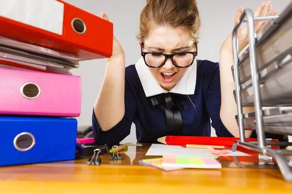 Mobbing Work Bad Job Relations Concept Depressed Businesswoman Being Sad — Stock Photo, Image