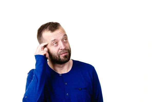 Confused Adult Man Seeking Solution Thinking Something Scratching His Head — Stock Photo, Image