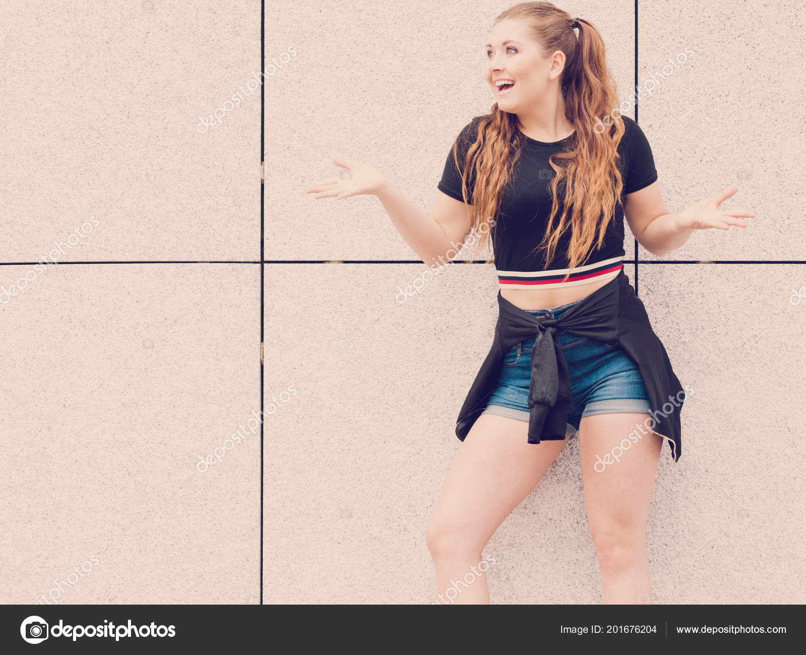 girl black denim shorts