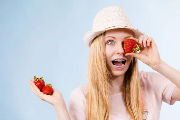 Joyeux Adolescent Gai Jeune Femme Prête Pour Été Tenue Rose — Photo