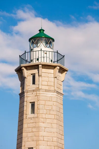 Faro Cerca Gythio Contra Cielo Azul Laconia Peloponeso Grecia — Foto de Stock