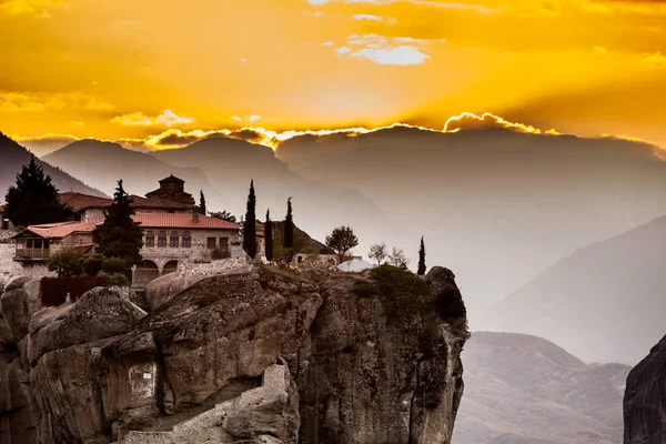 Mosteiro Santíssima Trindade Penhasco Destinos Gregos Mosteiros Meteora Grécia Kalambaka — Fotografia de Stock