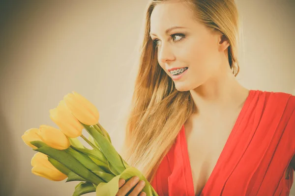 International Women Day Eight March Beautiful Portrait Pretty Woman Blonde — Stock Photo, Image