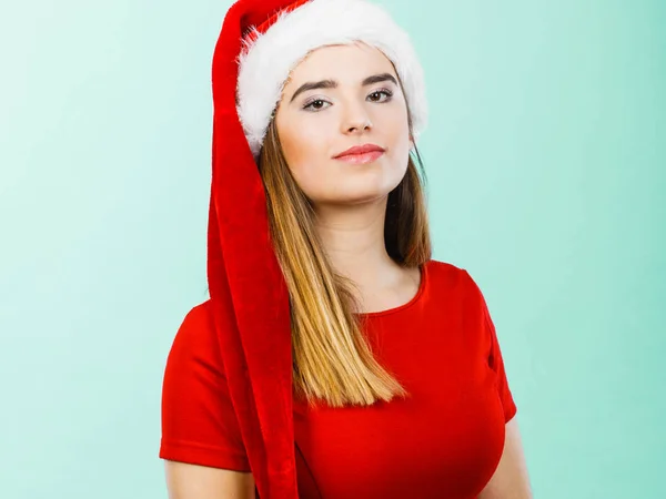 Boże Narodzenie Odzież Sezonowa Zima Christmas Koncepcji Młoda Kobieta Pewnie — Zdjęcie stockowe
