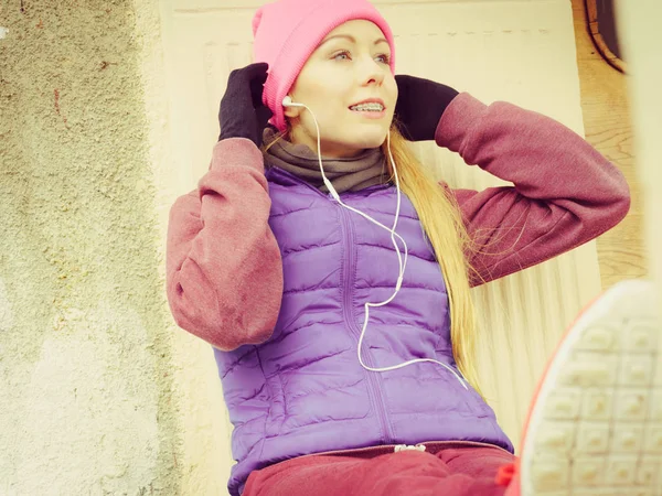 Outdoor Sport Oefeningen Sportieve Outfit Ideeën Vrouwen Die Warme Sportkleding — Stockfoto