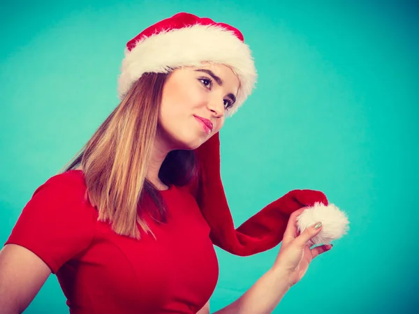 Natale Abbigliamento Stagionale Concetto Natale Invernale Donna Felice Con Costume — Foto Stock