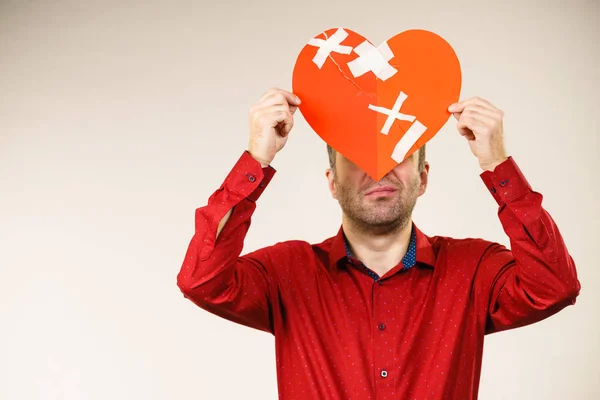 Schlechte Beziehungen Trennung Traurigkeit Erwachsener Mann Mit Gebrochenem Herzen Sein — Stockfoto