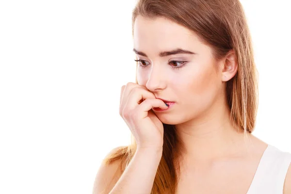 Anxiety Stress Much Work Problem Concept Teenage Woman Looking Worried — Stock Photo, Image