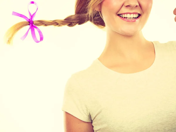 Face Expression Happiness Concept Teenage Girl Blonde Braid Windblown Hair Royalty Free Stock Images