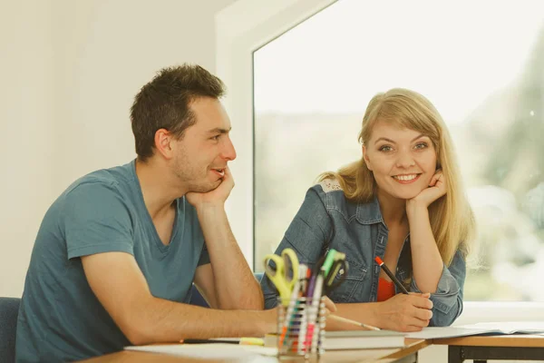 Two Students Sitting Class Planning Concept Studying Together Creating New — Stock Photo, Image