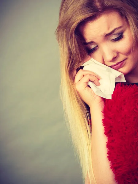 Negatieve Menselijk Gezicht Expressies Emoties Concept Verdrietig Depressief Vrouw Huilen — Stockfoto