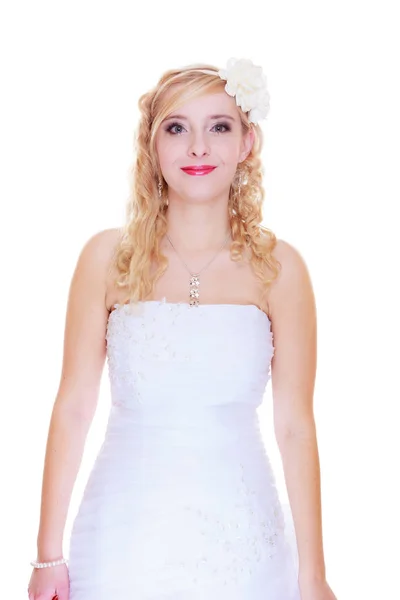 Bruiloft Viering Concept Gelukkig Bruid Poseren Voor Huwelijk Foto Wachten — Stockfoto