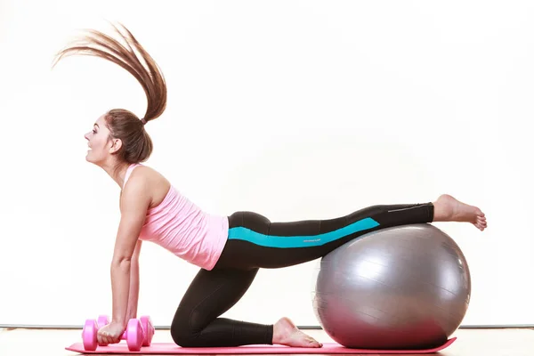 Koncepcja Zdrowia Fitness Sport Ćwiczenia Wykonując Dopasowania Dziewczyna Atrakcyjna Kobieta — Zdjęcie stockowe