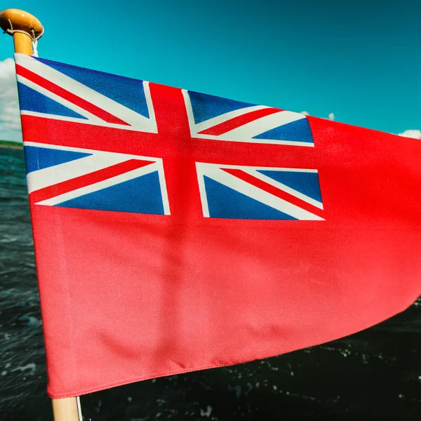 Red Ensign British Maritime Flag Flown Yacht Sail Boat Blue — Stock Photo, Image