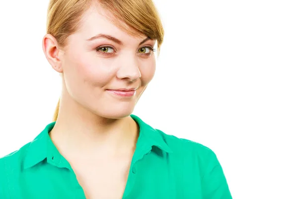 Joy Happiness Face Expression Concept Portrait Happy Cheerful Blonde Woman — Stock Photo, Image