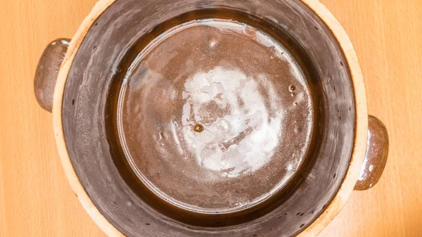 Clay Pot Pot Voor Het Bereiden Van Voedsel Van Bovenaf — Stockfoto