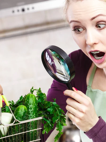 Comprar Saudável Dieta Conceito Alimentos Mulher Cozinha Com Muitos Vegetais — Fotografia de Stock