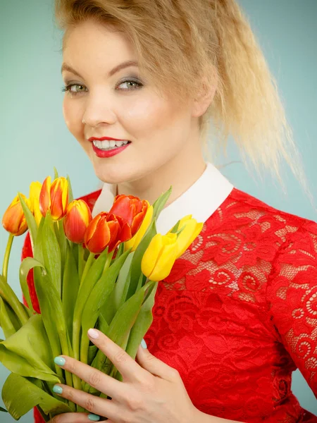 Dia Internacional Mulher Março Retrato Bonito Cabelo Loiro Mulher Bonita — Fotografia de Stock