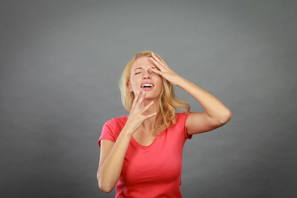 Negative Menschliche Emotionen Kopfschmerzen Gesichtsausdrücke Psychische Störungen Gestresste Frustrierte Depressive — Stockfoto