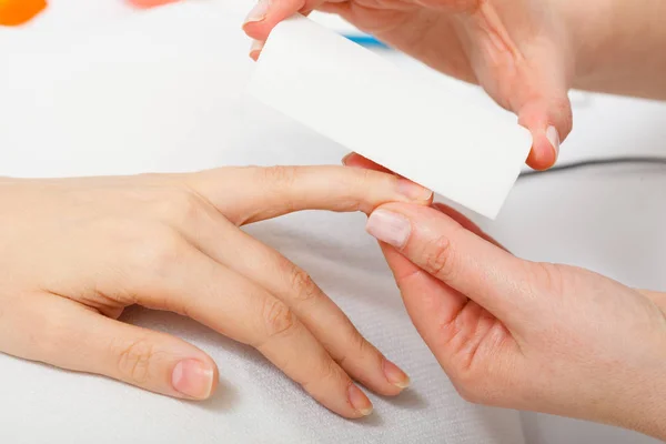 Cuidados Com Unhas Conceito Tratamento Spa Beleza Wellness Mulher Preparando — Fotografia de Stock