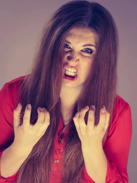 Boos Vrij Aantrekkelijke Vrouw Wordt Pissig Zeer Gefrustreerd Dame Met — Stockfoto