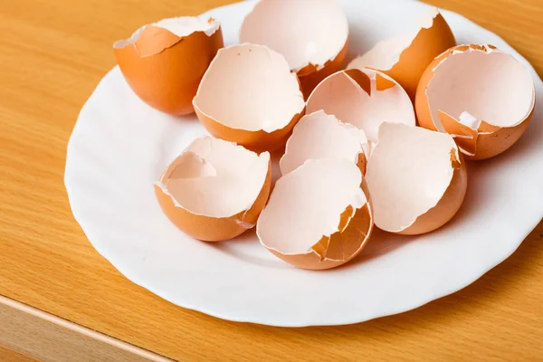 Kitchen Food Products Details Concept Many Empty Cracked Eggshells Left — Stock Photo, Image