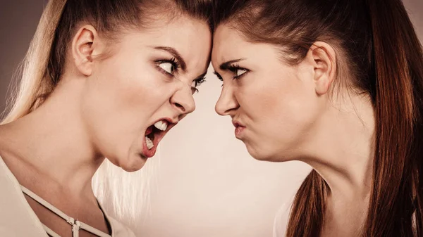 Two Agressive Women Having Argue Fight Being Mad Each Other — Stock Photo, Image