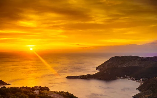 Côte Grecque Lever Soleil Tôt Matin Grèce Péloponnèse Mani Beau — Photo