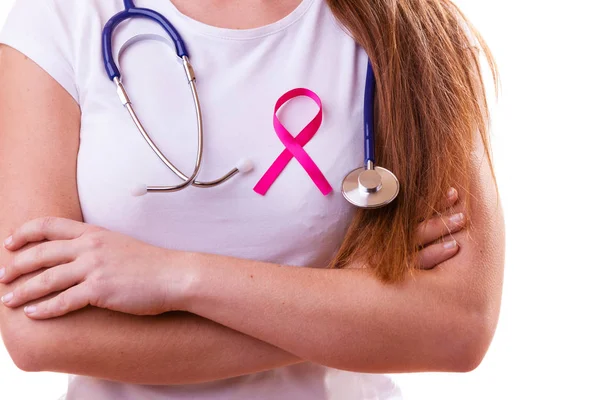 Frauen Kämpfen Für Die Gesundheit Brustkrebs Tumorkonzept Rosa Band Und — Stockfoto