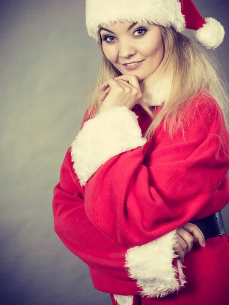 Natale Abbigliamento Stagionale Concetto Natale Invernale Donna Felice Con Costume — Foto Stock