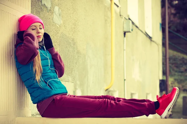 Ejercicios Deportivos Aire Libre Ideas Atuendo Deportivo Mujer Usando Ropa — Foto de Stock