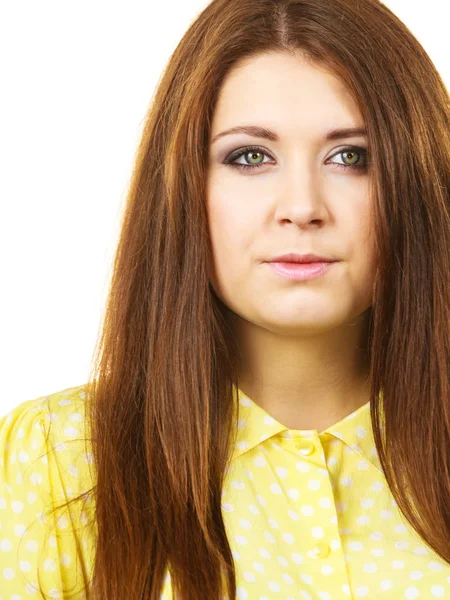 Teenage Skönhet Koncept Närbild Porträtt Ung Tonåring Kvinna Neutralt Ansikte — Stockfoto