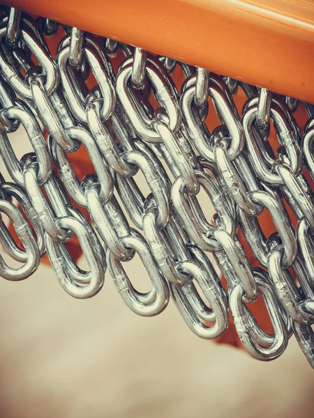 Abstract Metal Concept Detailed Closeup Lot Silver Chains Yellow Agriculture — Stock Photo, Image