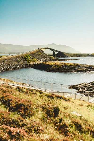 Ponte Stradale Atlantico Fama Mondiale Atlanterhavsvegen Norvegia Europa Vista Dal — Foto Stock