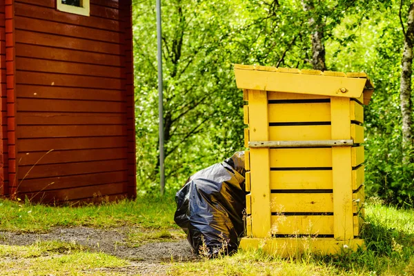 Rastplatz Mit Mülltonne Norwegischer Natur Skandinavien Europa — Stockfoto