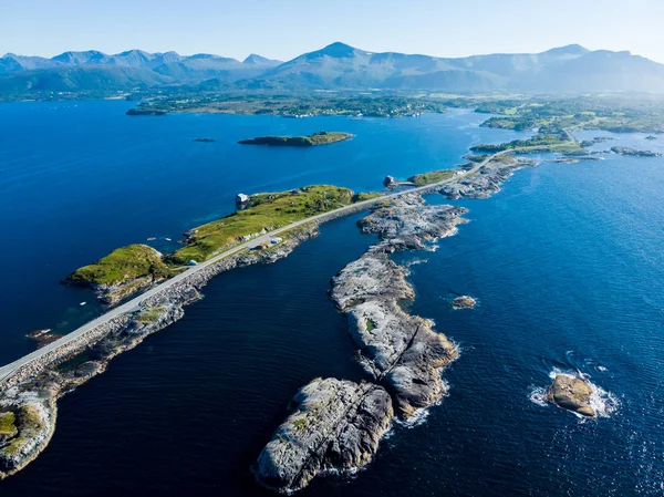 Aerial View World Famous Atlantic Road Bridge Atlanterhavsvegen Norway Europe — Stock Photo, Image