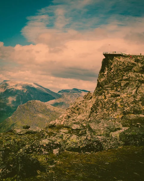 Dalsnibba Dağın Geiranger Geçitin Görüntüleme Platformu Norveç Yataydan Panoramik Dağları — Stok fotoğraf