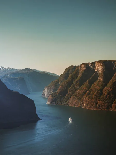 Aurlandsfjord Paisagem Fiorde Noruega Escandinávia Rota Turística Nacional Aurlandsfjelle — Fotografia de Stock