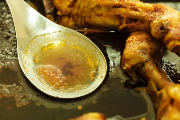 Delicioso Jantar Comida Refeição Conceito Closeup Detalhado Carne Frango Cozida — Fotografia de Stock