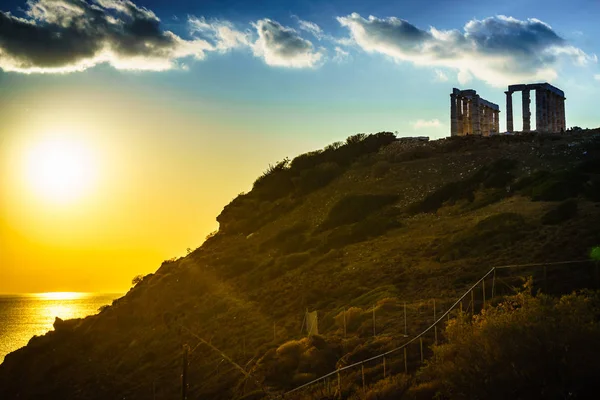 그리스 포세이돈의 석양의 그리스 목적지 — 스톡 사진