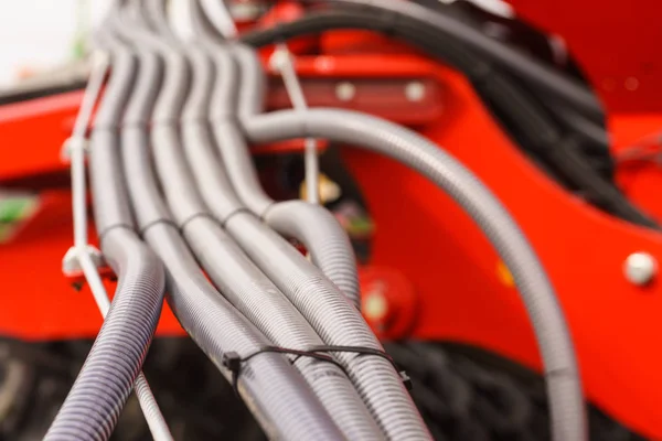 Machines Production Concept Detailed Closeup Flexible Plastic Hose Pipes — Stock Photo, Image