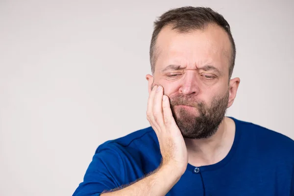 Ritratto Uomo Adulto Che Soffre Mal Denti Problema Dentale Concetto — Foto Stock