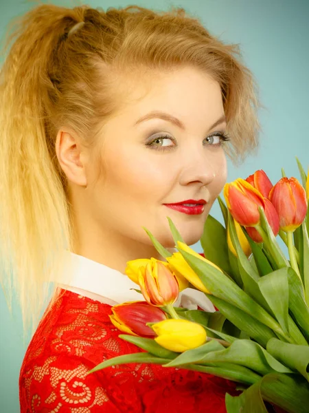 Mezinárodní Den Žen Osmý Pochod Krásný Portrét Krásné Ženy Blond — Stock fotografie