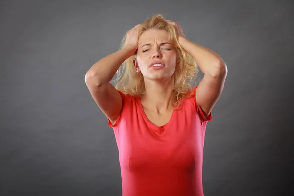 Negative Human Emotions Headache Face Expressions Mental Disorders Concept Stressed — Stock Photo, Image