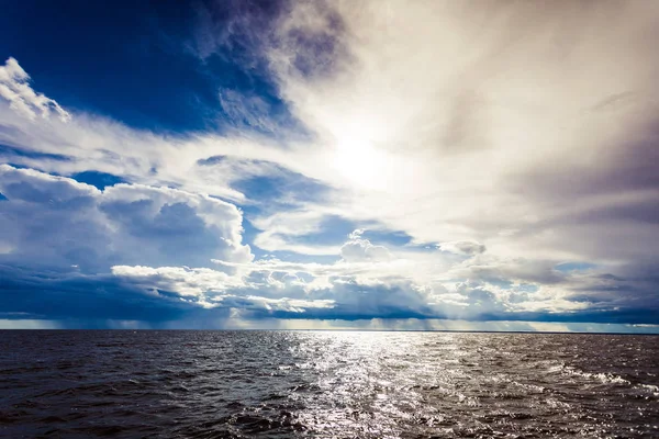 Prachtige Zeegezicht Avond Zee Horizon Hemel Kalmeer Een Scène Natuurlijke — Stockfoto