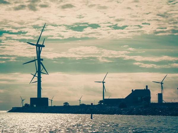 Wind Turbines Generator Farm Renewable Sustainable Alternative Energy Production Coast — Stock Photo, Image