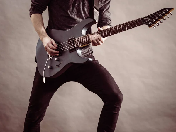 Unrecognizable Male Person Electric Guitar Close Part Body Guy Holding — Stock Photo, Image